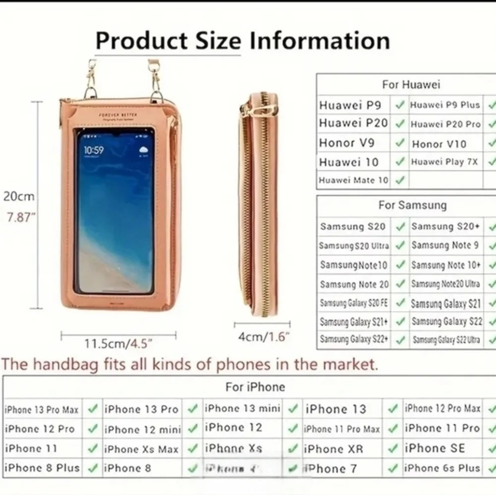 Small‎ Crossbody Bag Touch Screen Phone Case, Cellphone Purse Wallet PU Leather
